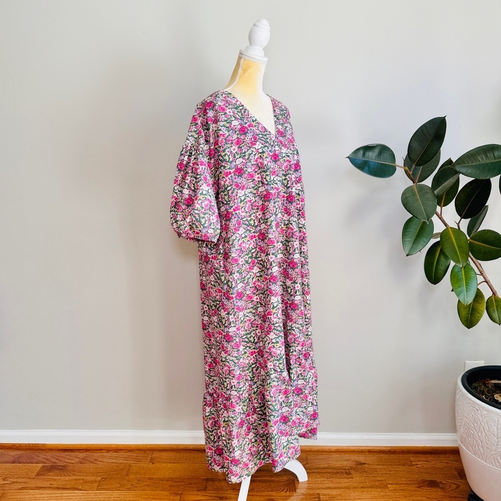 MNG By Mango Linda Dress Midi Pink Ditzy Floral Puff Sleeve - Picture 9 of 11